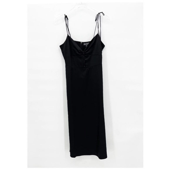 Danielle Bernstein Satin Midi Slip Dress 10 Black - Picture 2 of 5